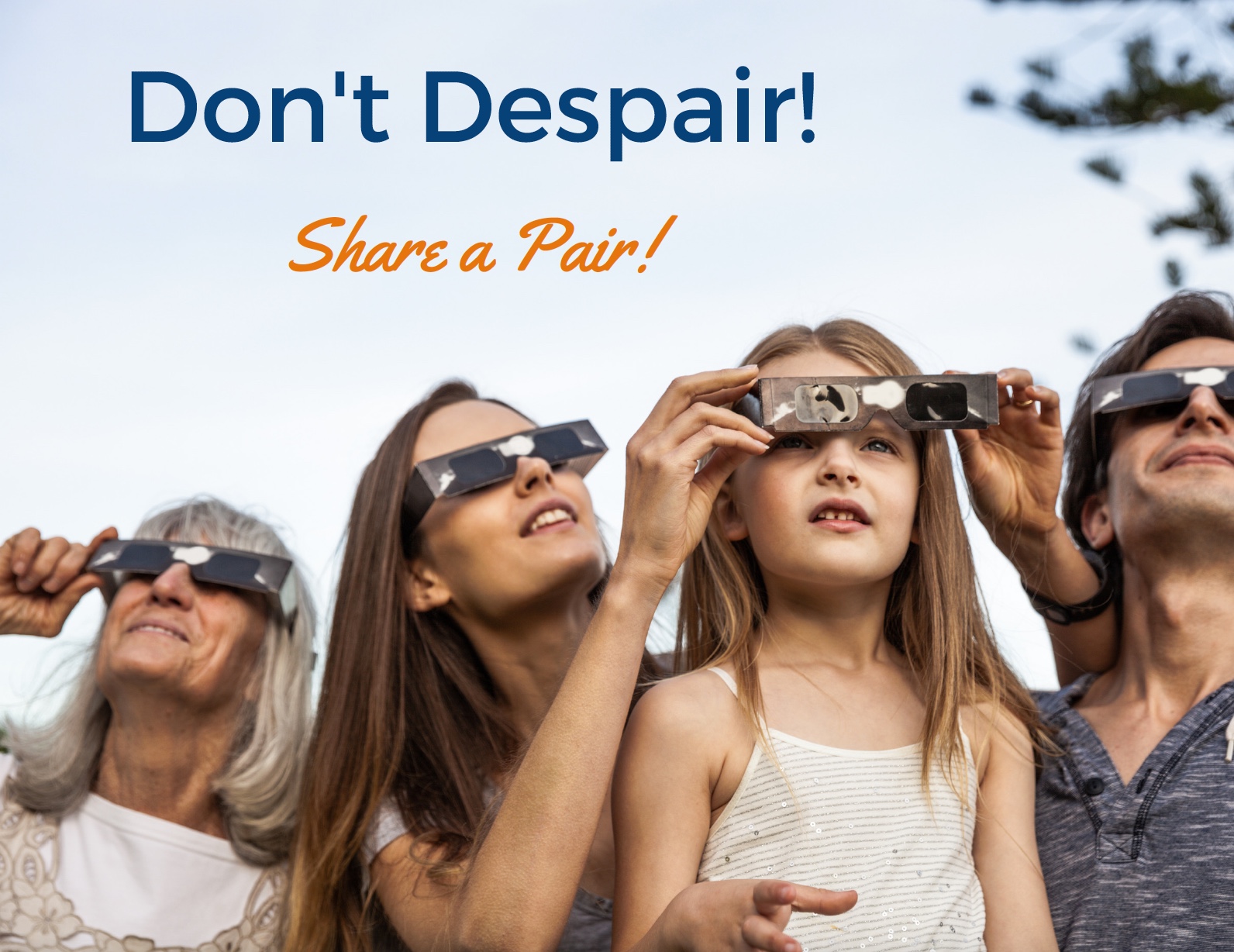 Share eclipse glasses to view partial eclipse